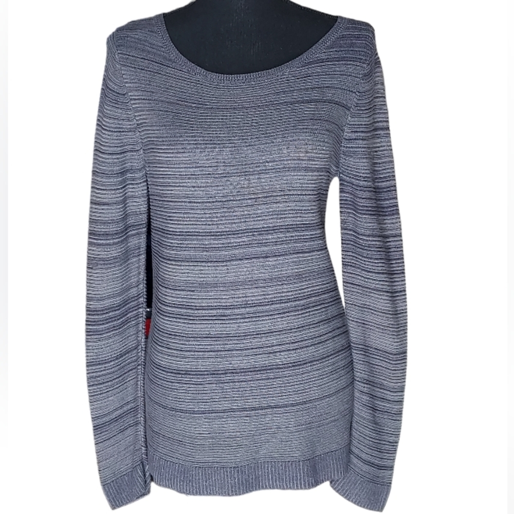 Ann Taylor Factory Size Medium Gray Striped Knit Top